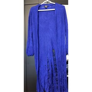 Blue distressed cardigan